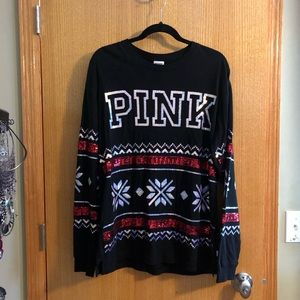 PINK oversized “ugly sweater” bling long sleeve
